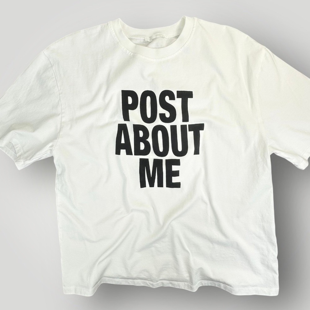 Zara Text T Shirt Tee Size Med Black/White Minimalist Post Ironic Streetwear - Picture 5 of 11